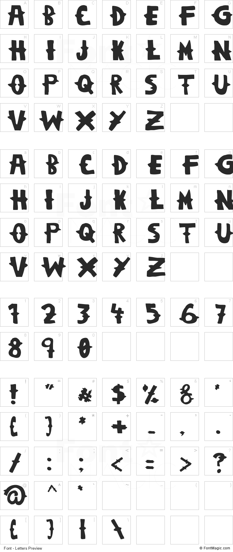 Woodcutter Dramatica Font - All Latters Preview Chart